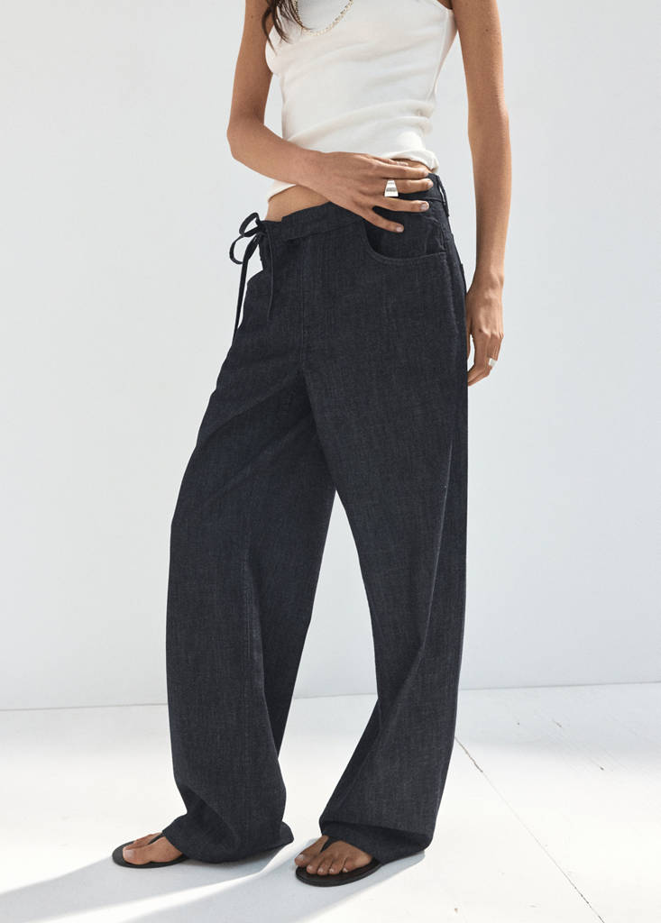 Low-rise tie jeans — Open Blue