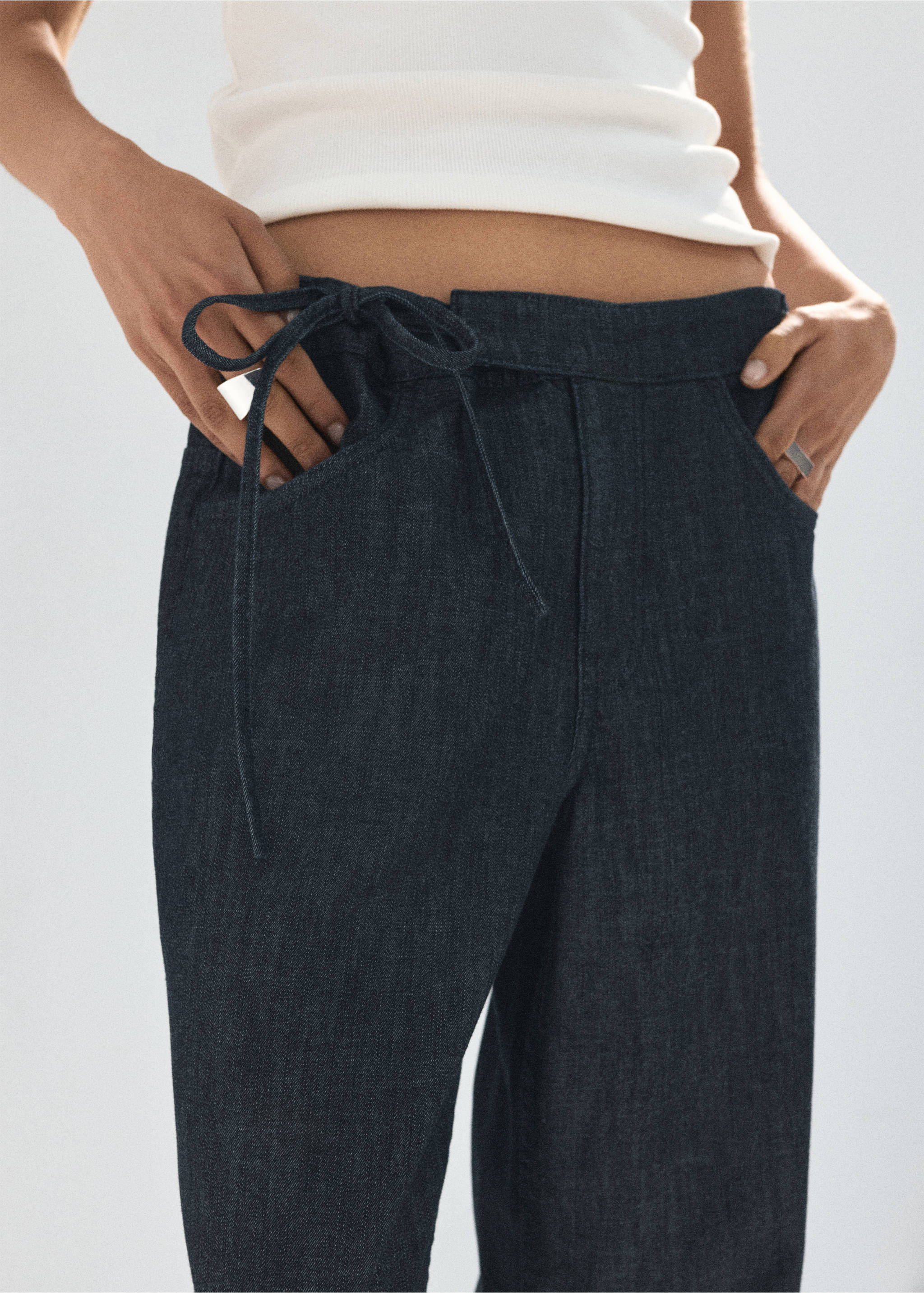 Jean low waist nœud - Détail de l'article 1, Bleu. Ref: 37052902-00.