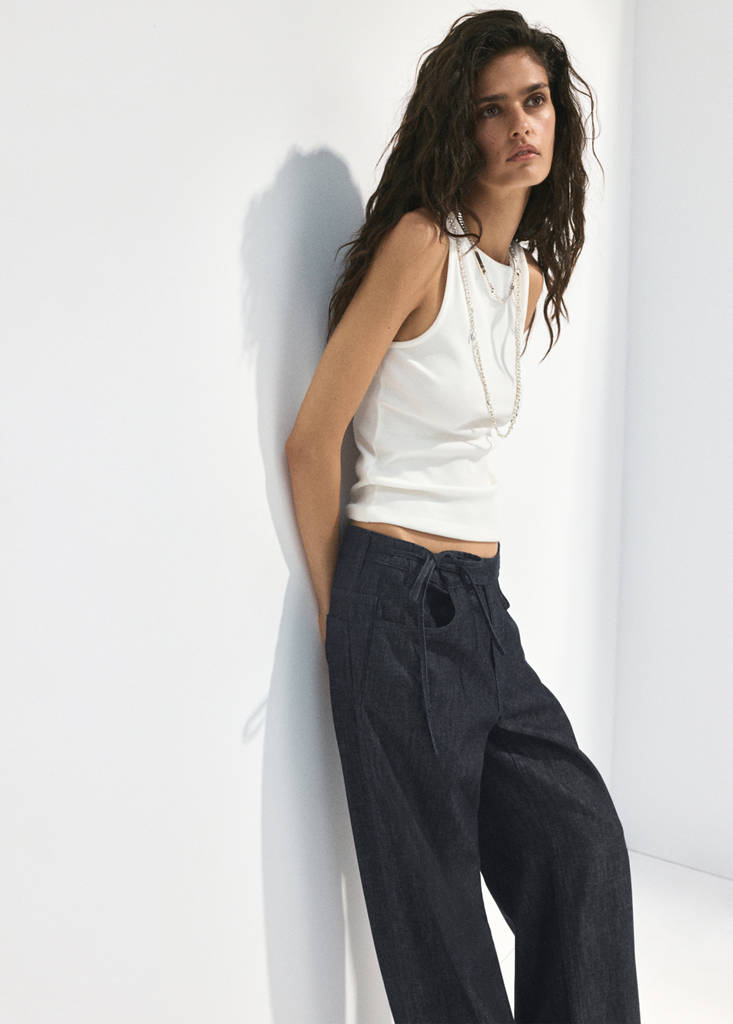Low-rise tie jeans — Open Blue