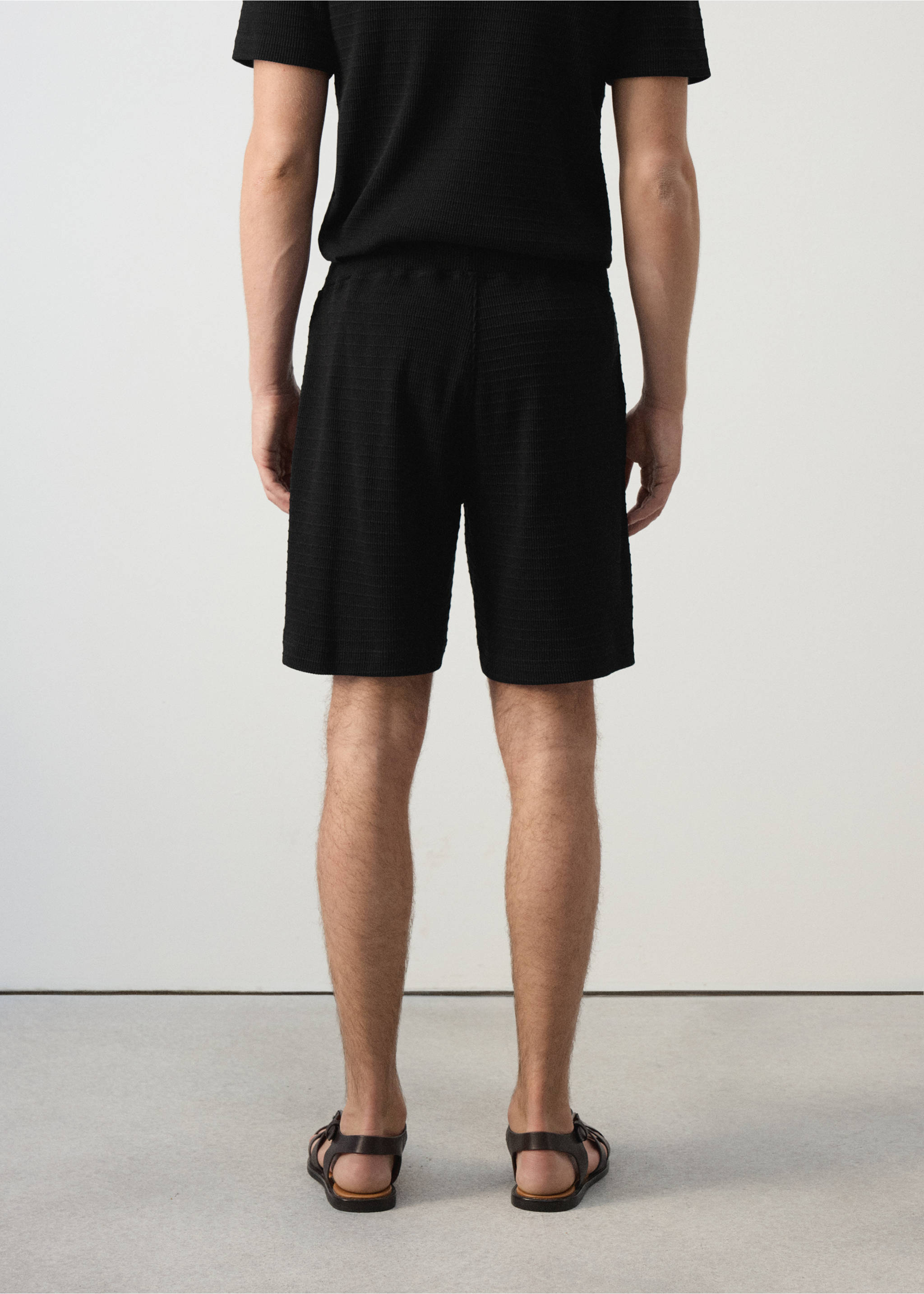Bermudas 100% algodón textura - Reverso del artículo, Negro. Ref: 37052903-00.