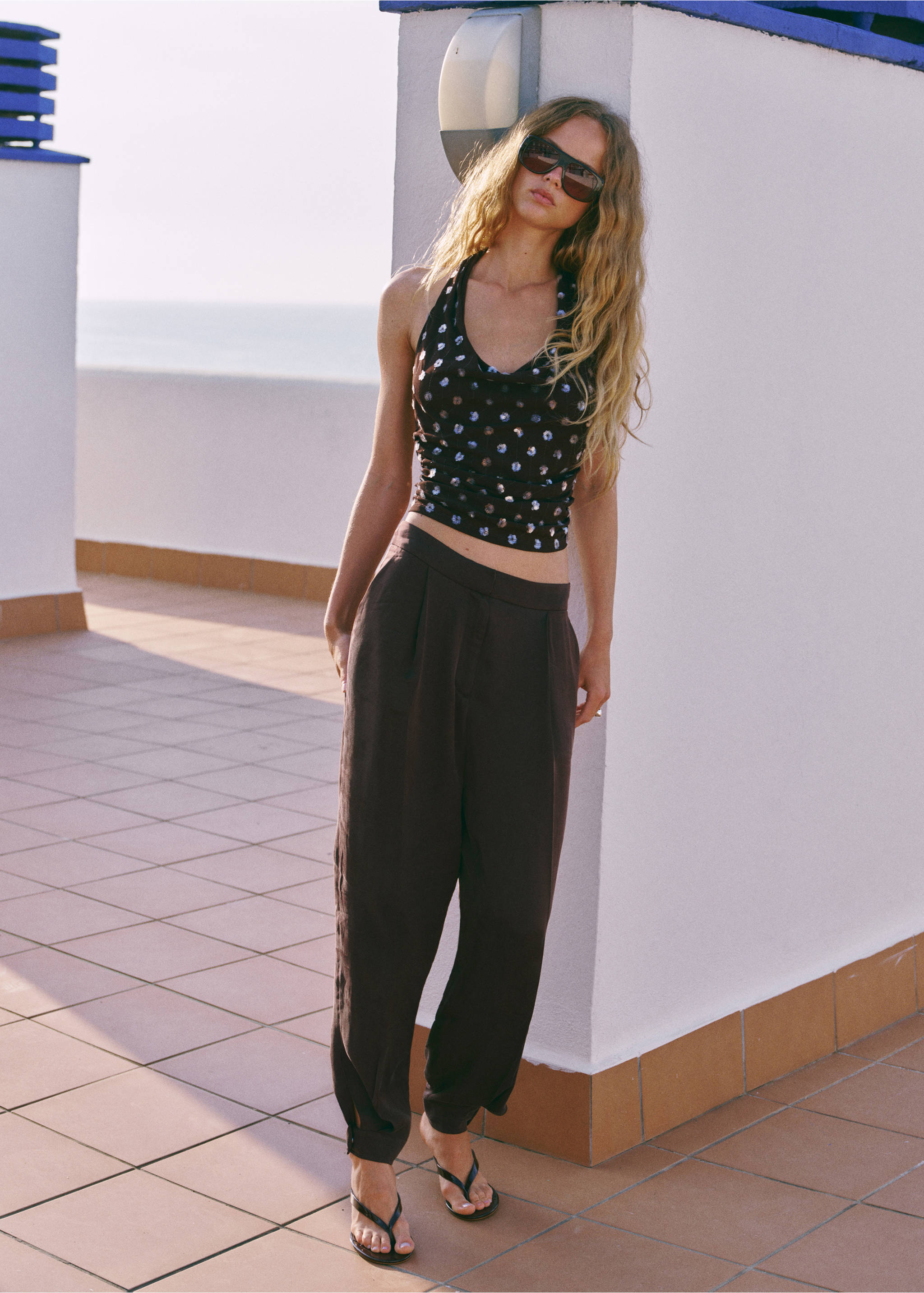 Mid-rise harem pants - General plane, Chocolate. Ref: 37052904-00.