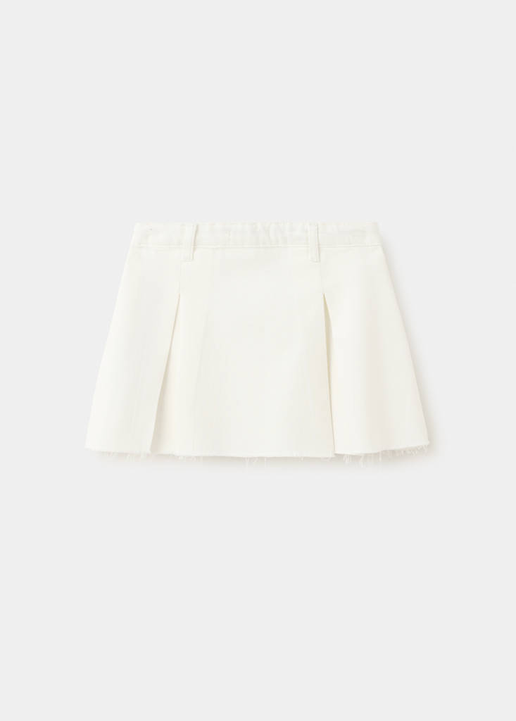 Pleated denim skirt — Ecru