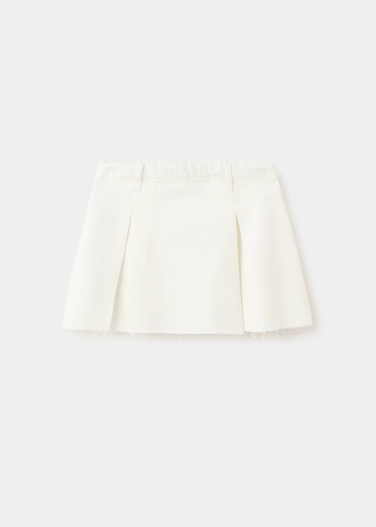 Pleated denim skirt — Ecru