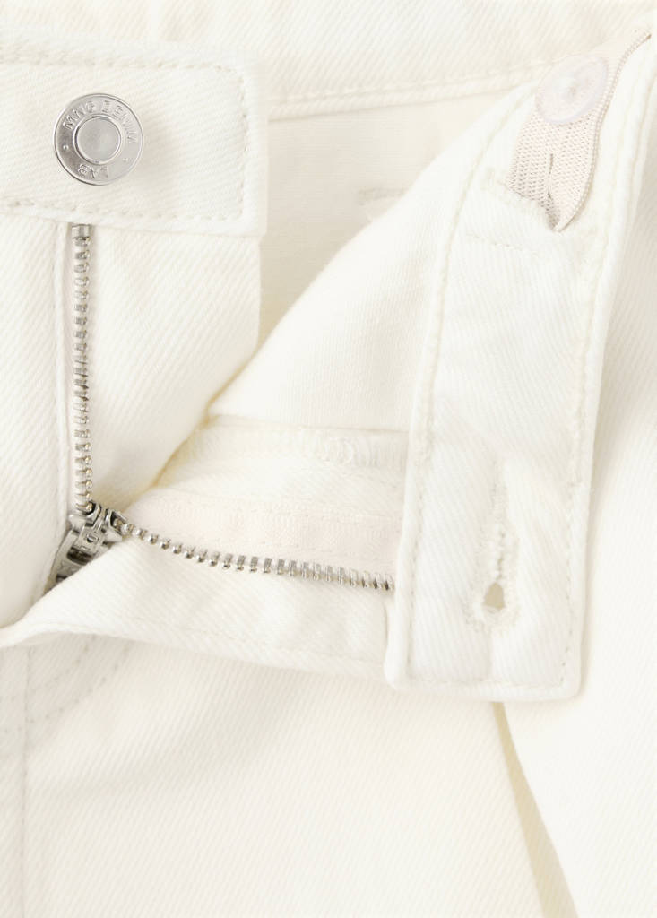 Pleated denim skirt — Ecru