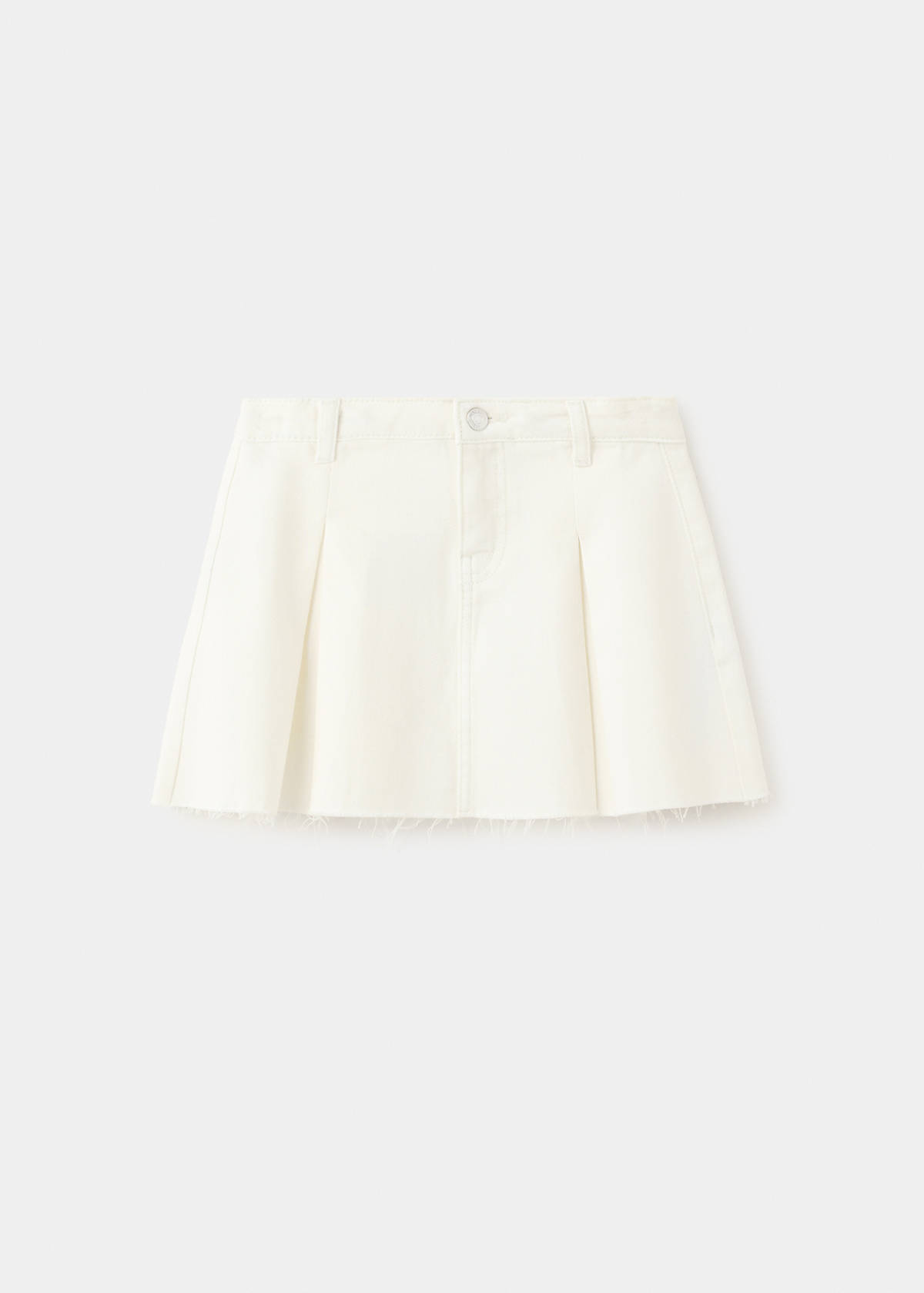 Pleated denim skirt — Ecru
