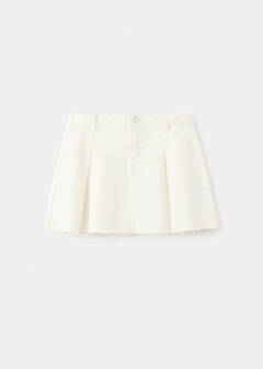 Pleated denim skirt — Ecru 2