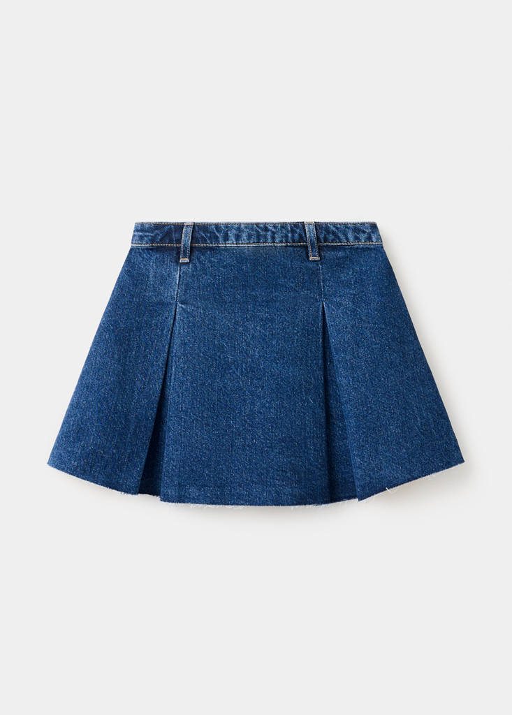 Pleated denim skirt — Medium Blue