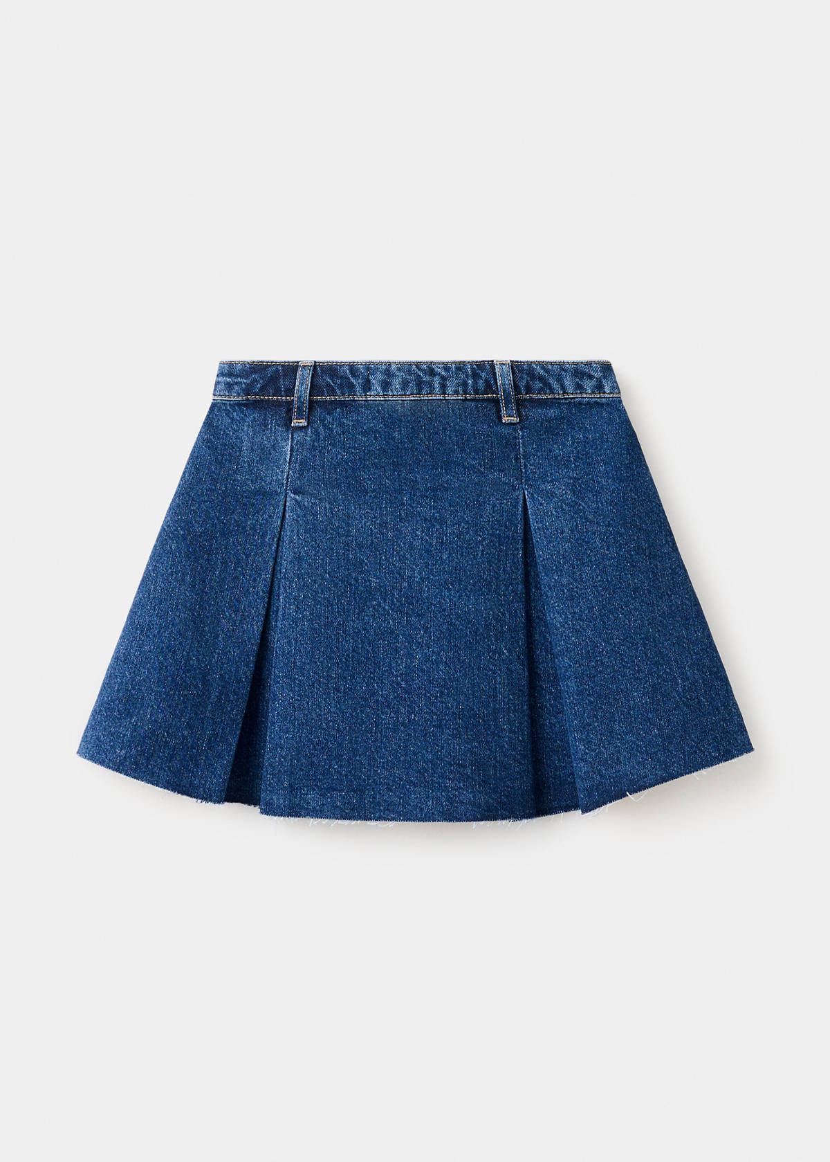 Pleated denim skirt — Medium Blue