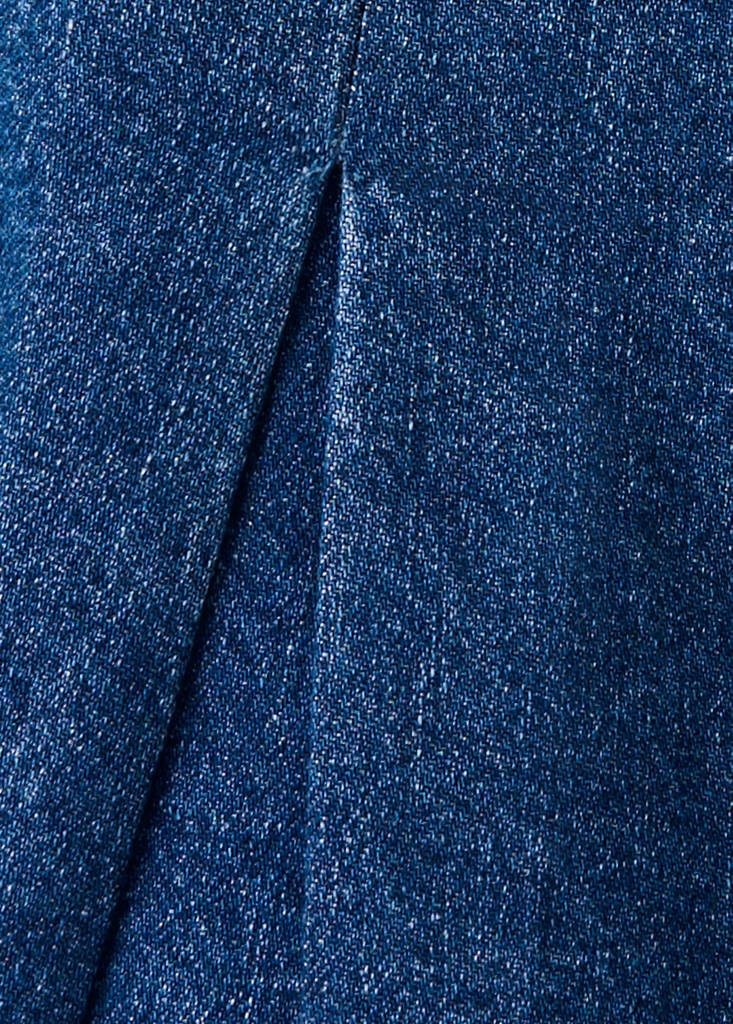 Pleated denim skirt — Medium Blue