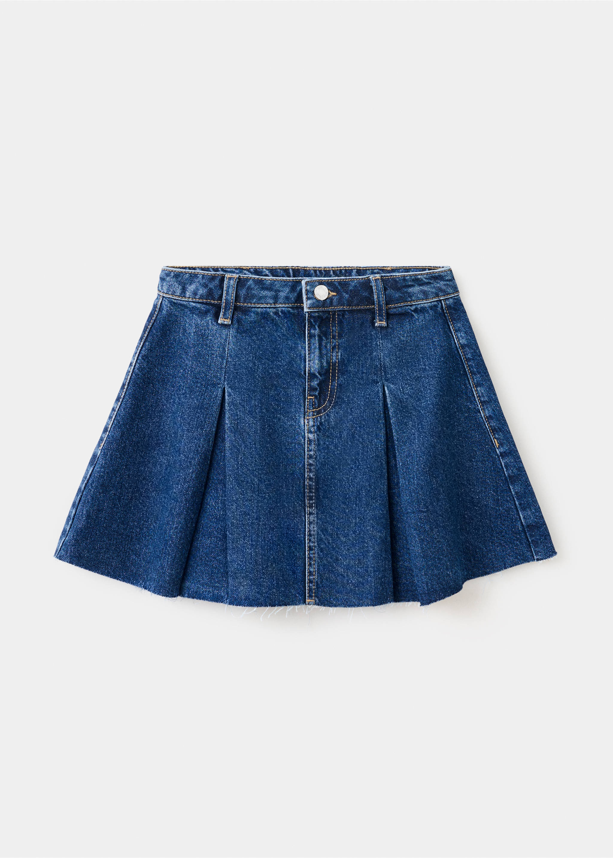 Pleated denim skirt - Article without model, Medium Blue. Ref: 37052907-00.