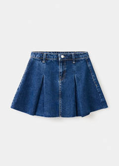 Pleated denim skirt — Medium Blue 2