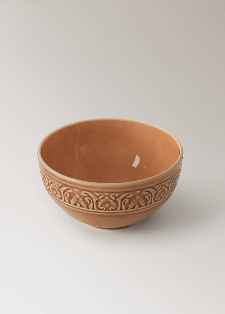 Stoneware bowl with decorative trim — Petrol Blue
