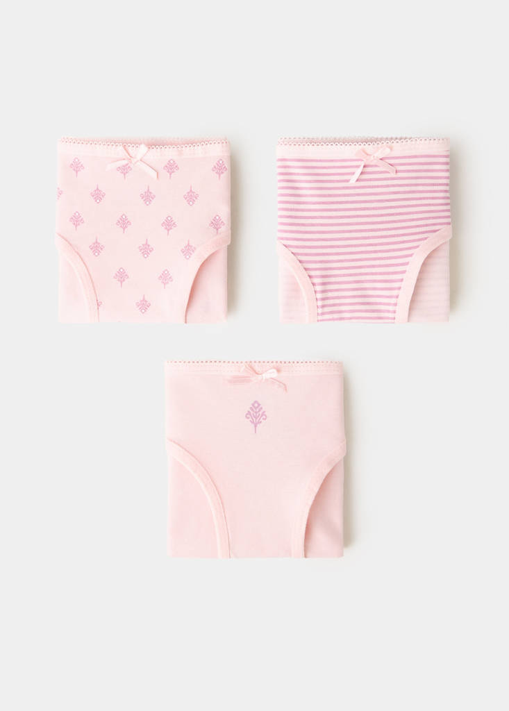 Pack of 3 assorted cotton knickers — Pink
