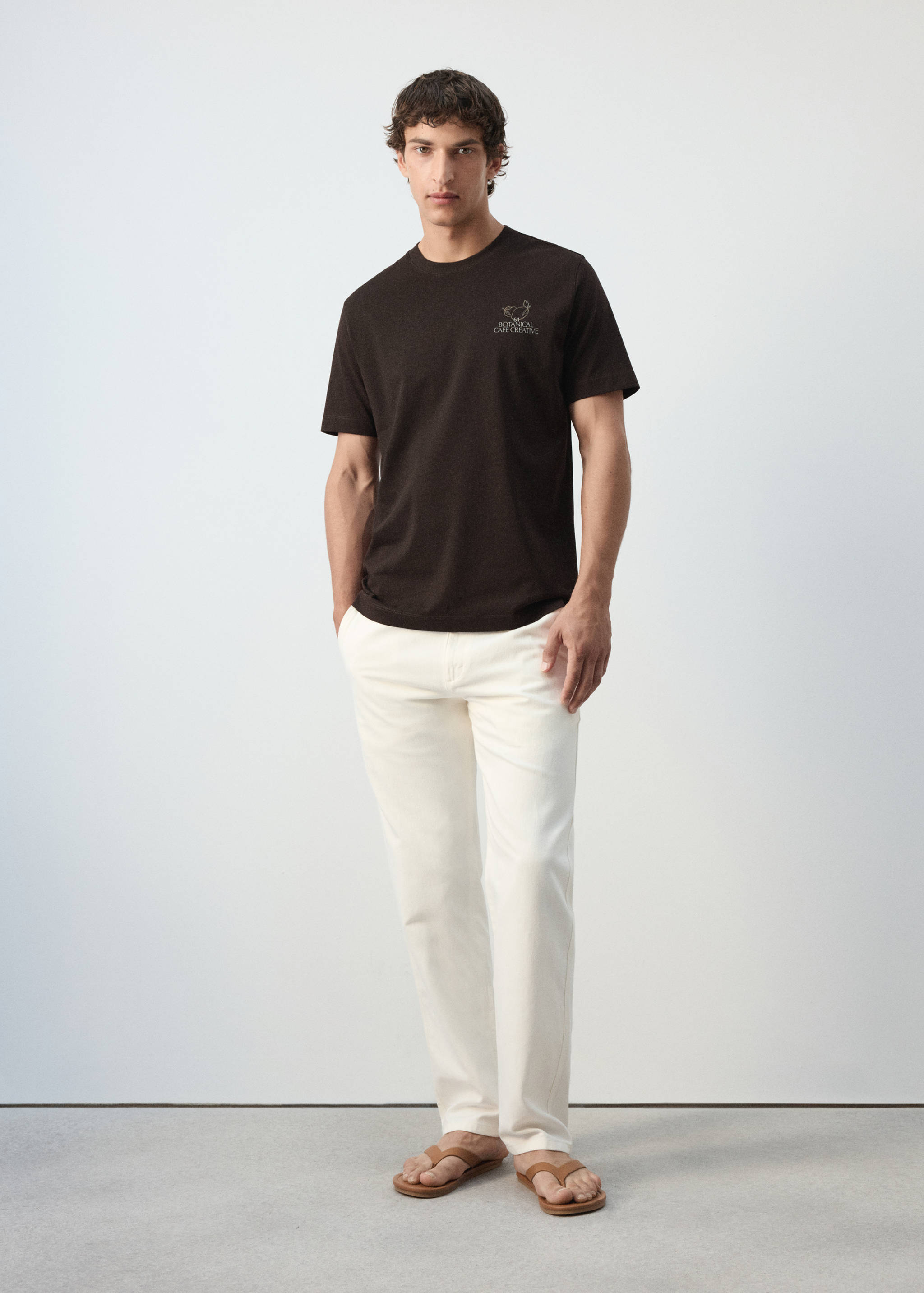 Cotton T-shirt with embroidered motif - General plane
