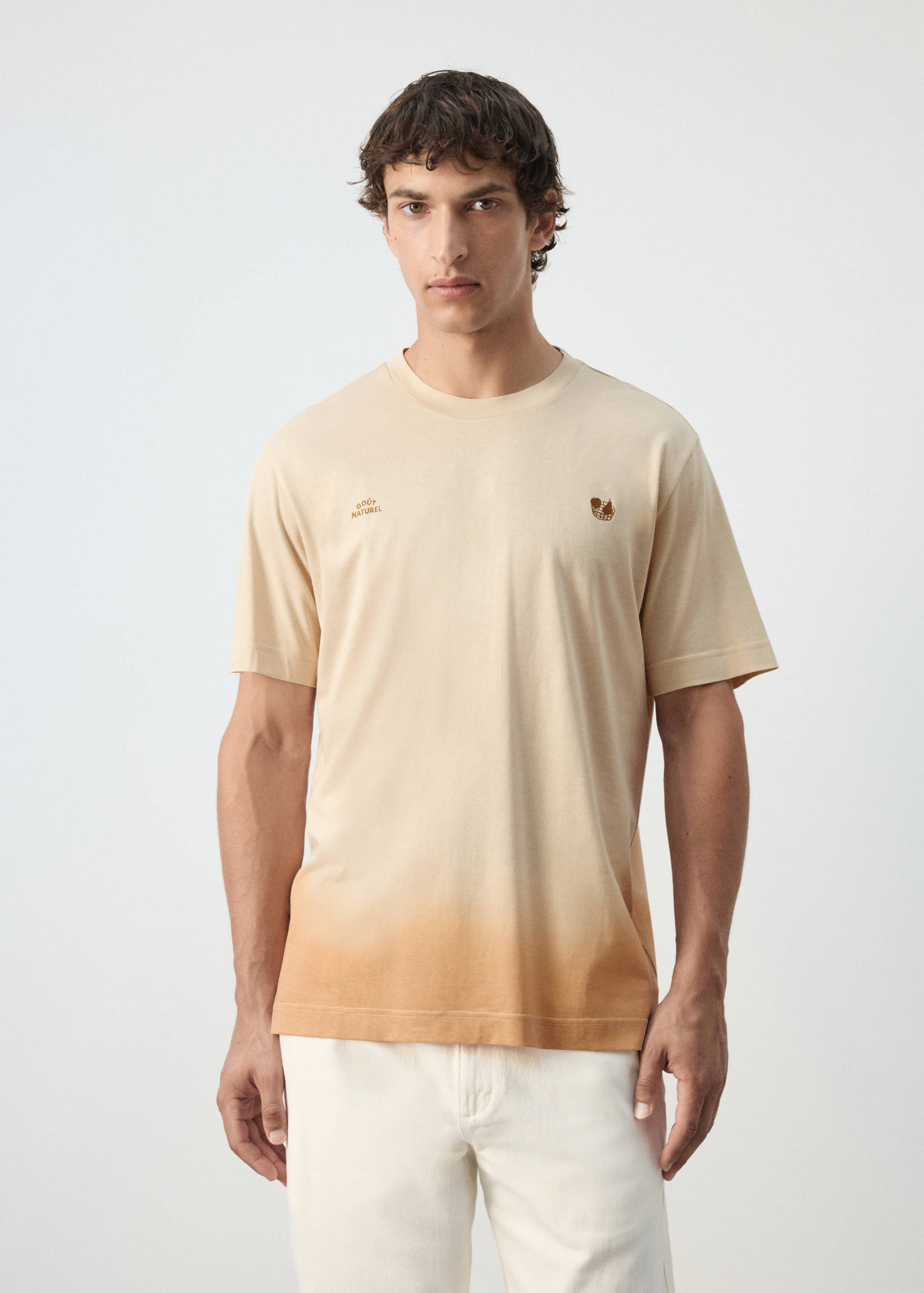 Camiseta 100% algodón dibujo bordado - Plano medio