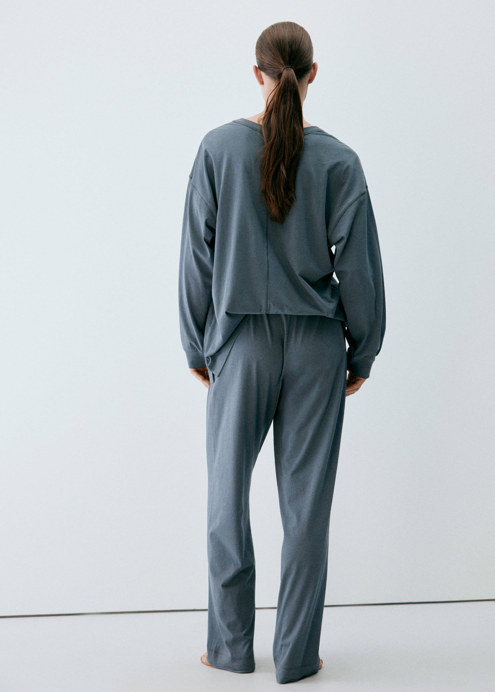 Mango %100 pamuklu pijama tişörtü görsel 6
