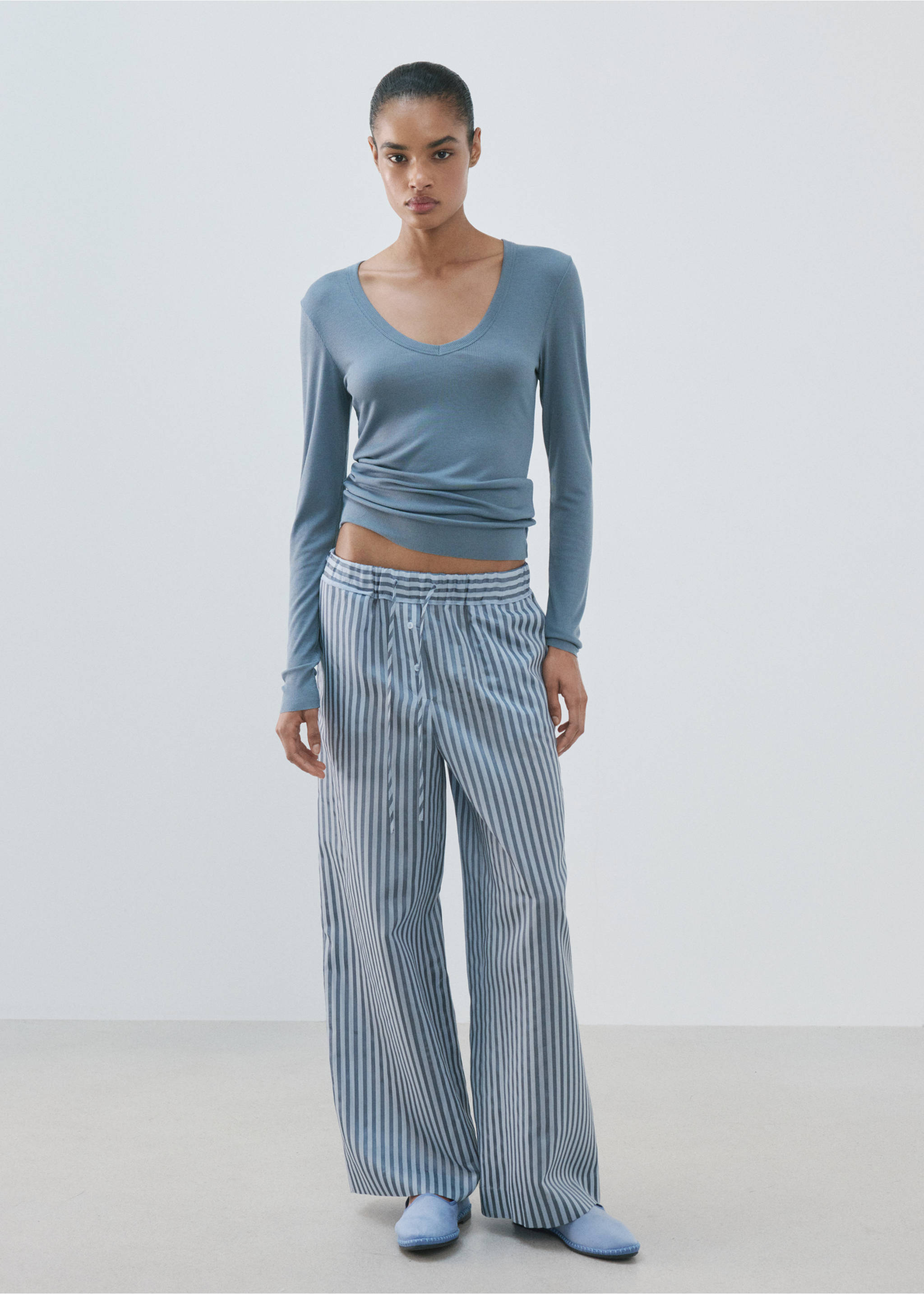 Lyocell wool blend pyjama t-shirt - General plane, Blue. Ref: 37052915-00.