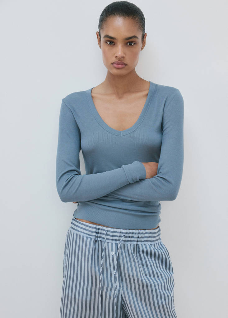 Lyocell wool blend pyjama t-shirt — Blue