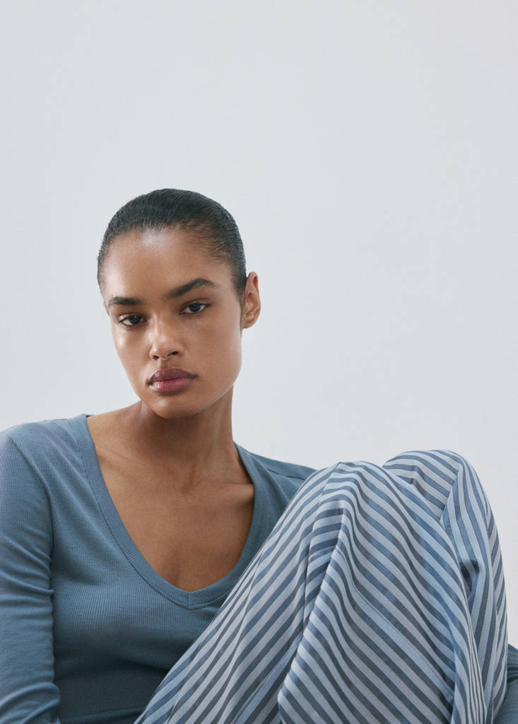 Lyocell wool blend pyjama t-shirt — Blue