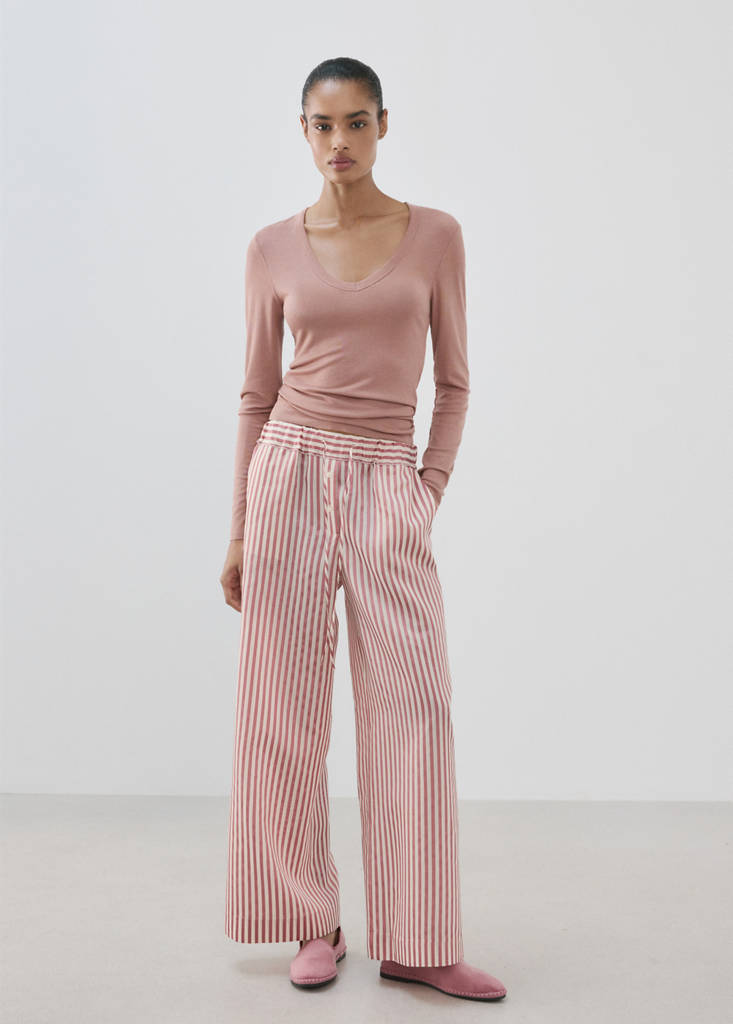 Mango T-shirt De Pyjama En Mélange De Lyocell Et De Laine In Rose