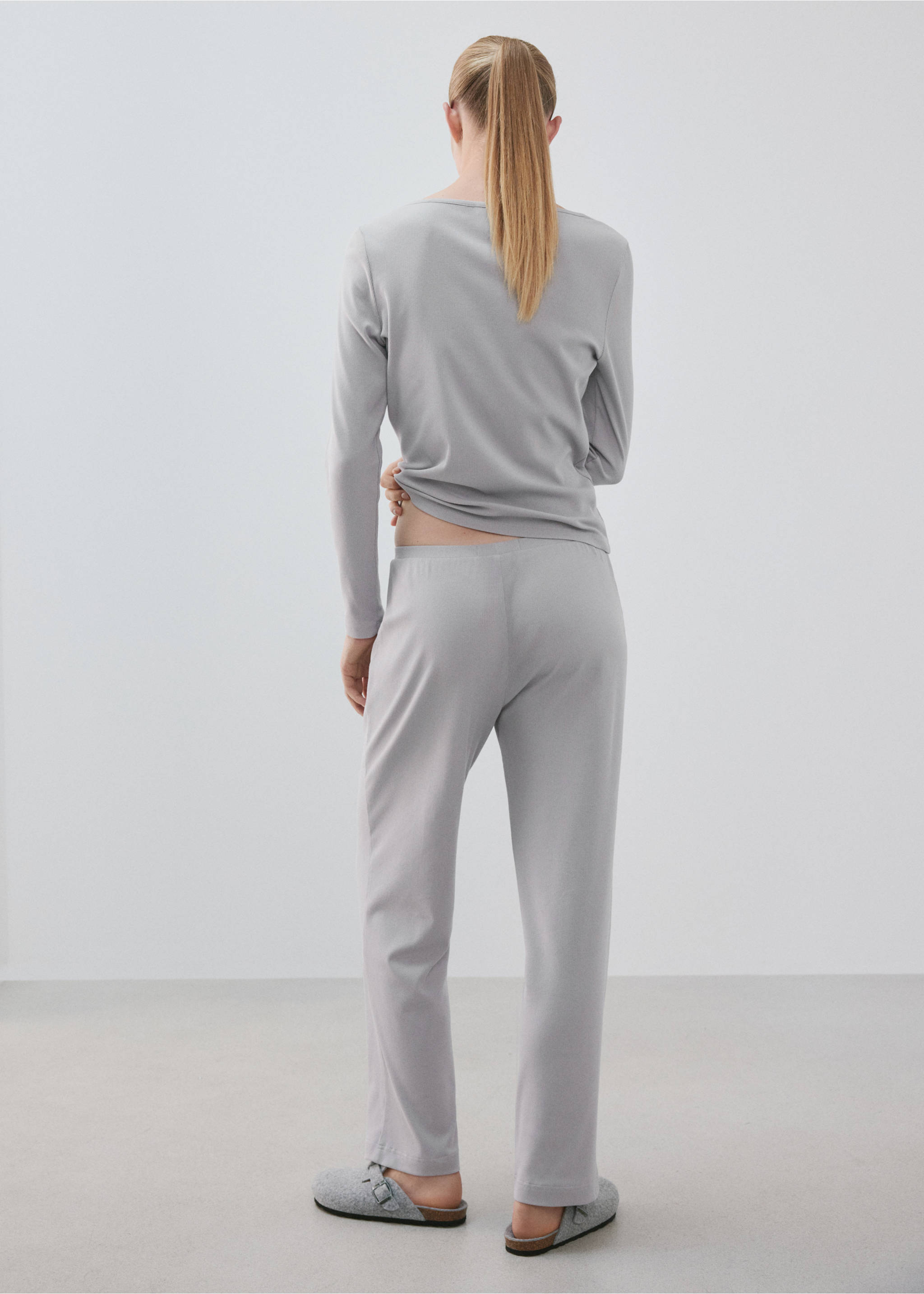 Pantalón pijama cintura elástica - Reverso del artículo, Gris. Ref: 37052916-00.