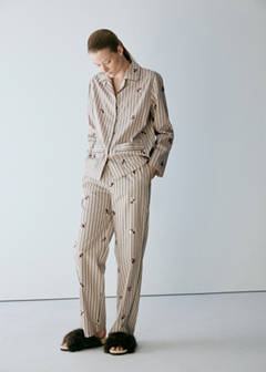 Striped shirt with embroidered flowers and sequins — Sand 2