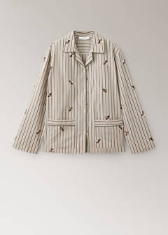 Striped shirt with embroidered flowers and sequins — Sand 6