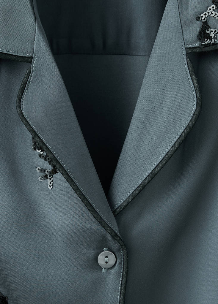 Satin sequin pyjama shirt — Blue