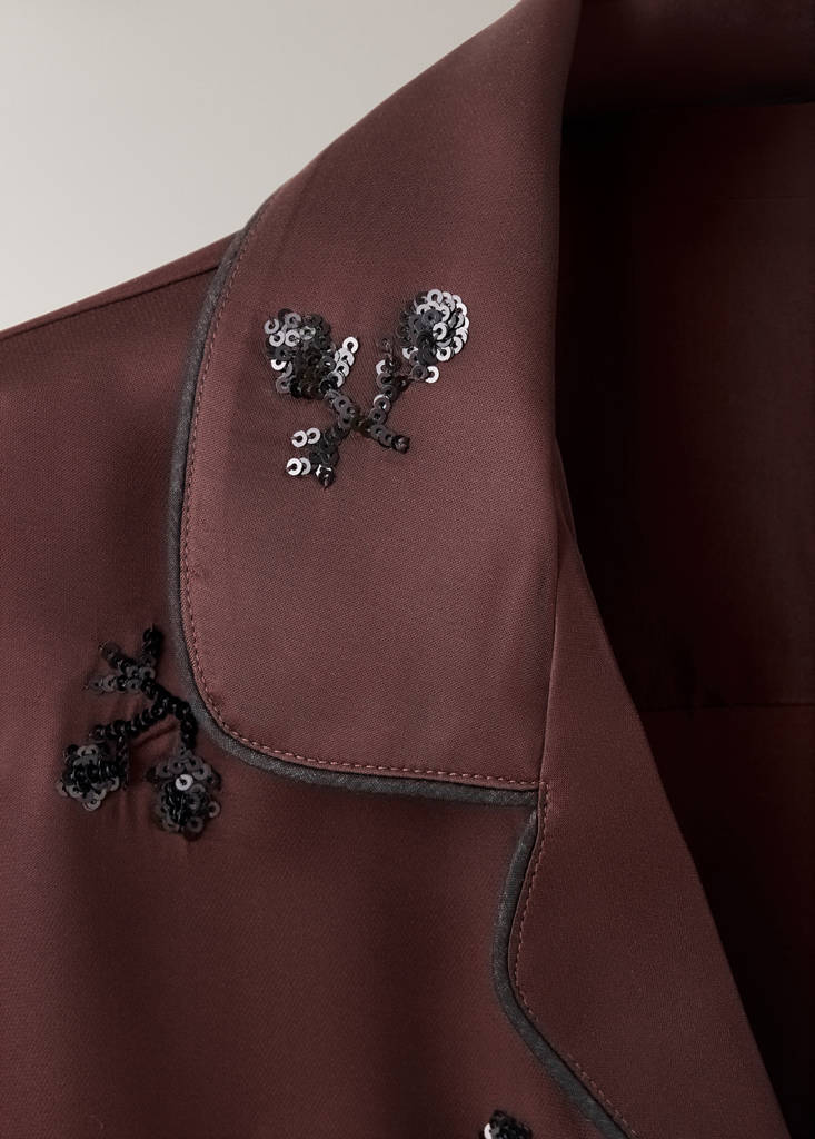 Satin sequin pyjama shirt — Burgundy