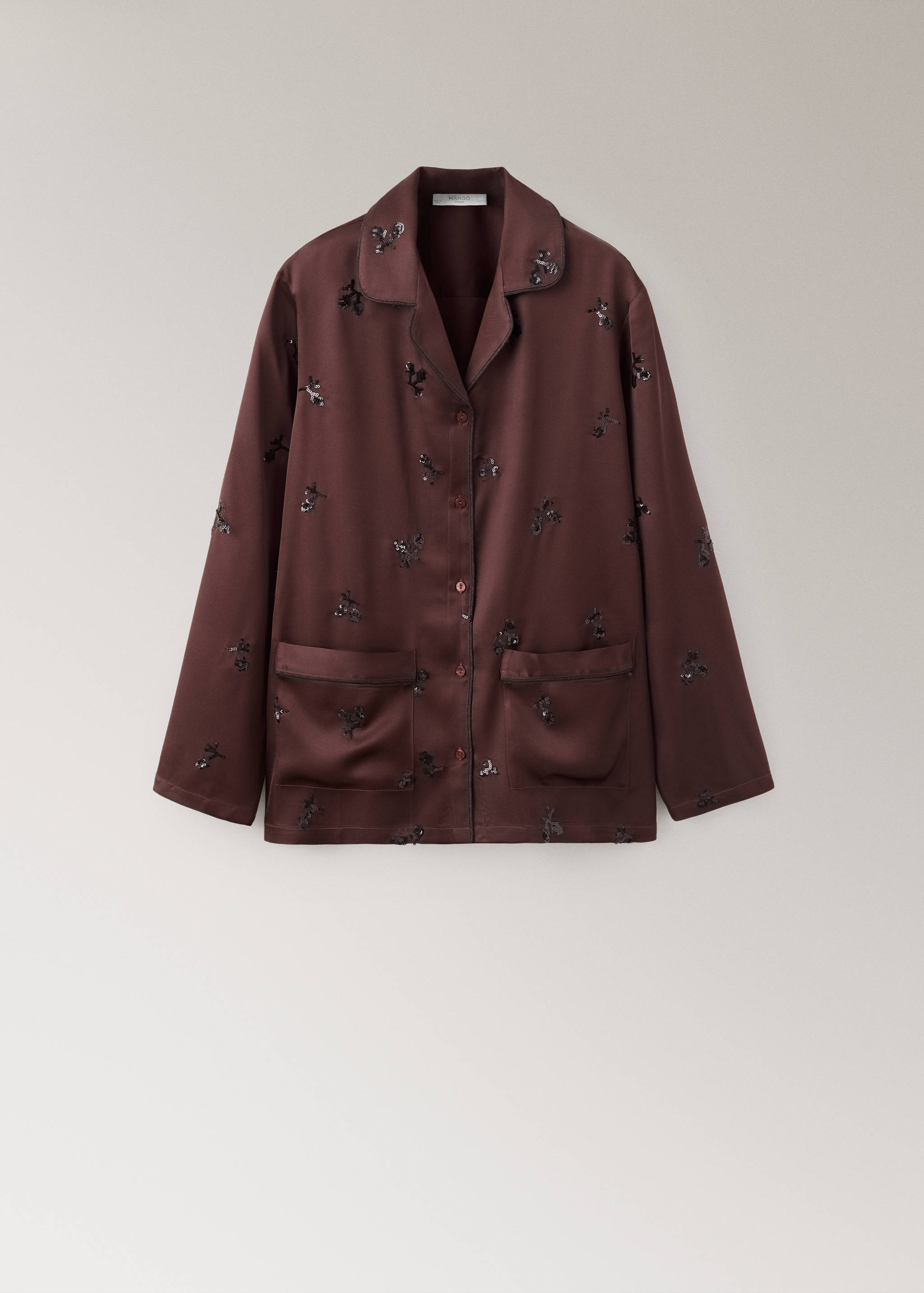 Sequin satin pyjama shirt - Article without model