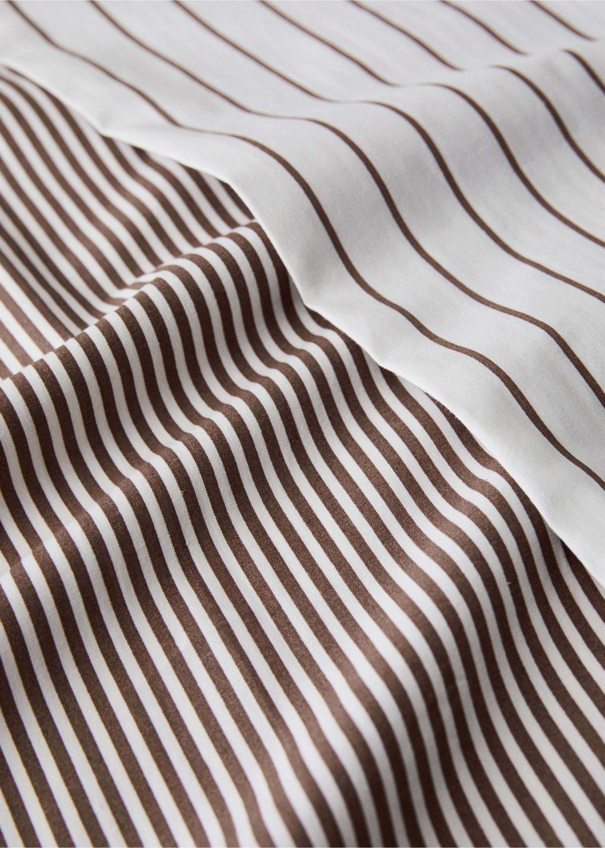 100% cotton percale striped duvet cover for 135/140 cm bed - Details of the article 1, Coffee. Ref: 37052921-00.