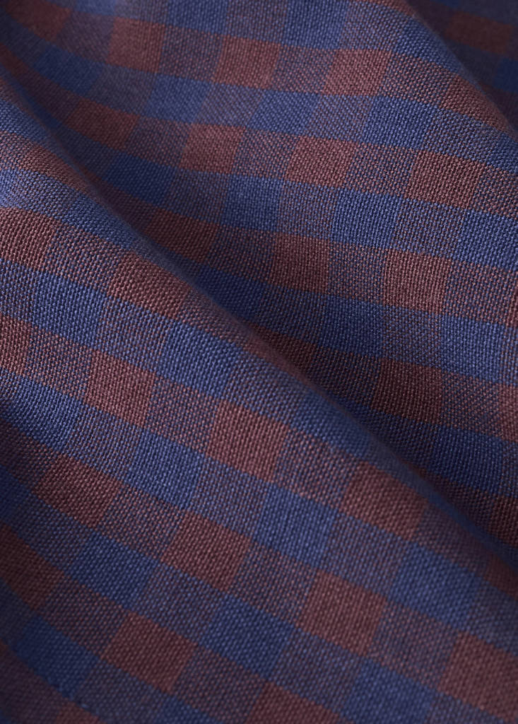 Two-tone checked cotton tablecloth for 2 to 4 people — Indigo Blue
