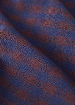 Two-tone checked cotton tablecloth for 2 to 4 people — Indigo Blue 2