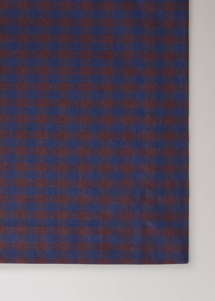 Two-tone checked cotton tablecloth for 2 to 4 people — Indigo Blue