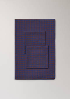 Two-tone checked cotton tablecloth for 2 to 4 people — Indigo Blue 5