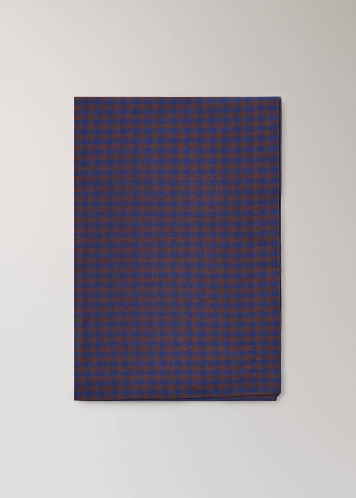 Two-tone checked cotton tablecloth for 2 to 4 people — Indigo Blue