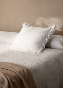 Tagesdecke aus Baumwolljacquard mit Blumenmuster und Volant, Bett 180/200 cm — Weiß 5