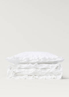 Tagesdecke aus Baumwolljacquard mit Blumenmuster und Volant, Bett 180/200 cm — Weiß 4