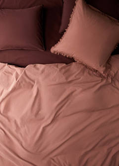 Washed cotton duvet cover with frayed gauze ruffle for a 90 cm bed — Medium Pink 5