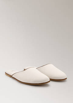 Contrast piping open-back slippers — Ivory White 1