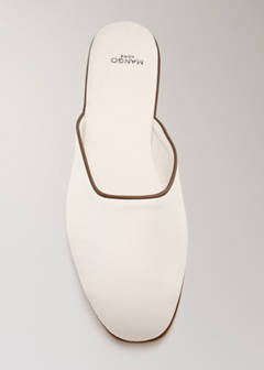 Contrast piping open-back slippers — Ivory White 3