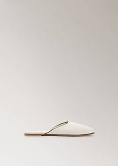 Contrast piping open-back slippers — Ivory White 5