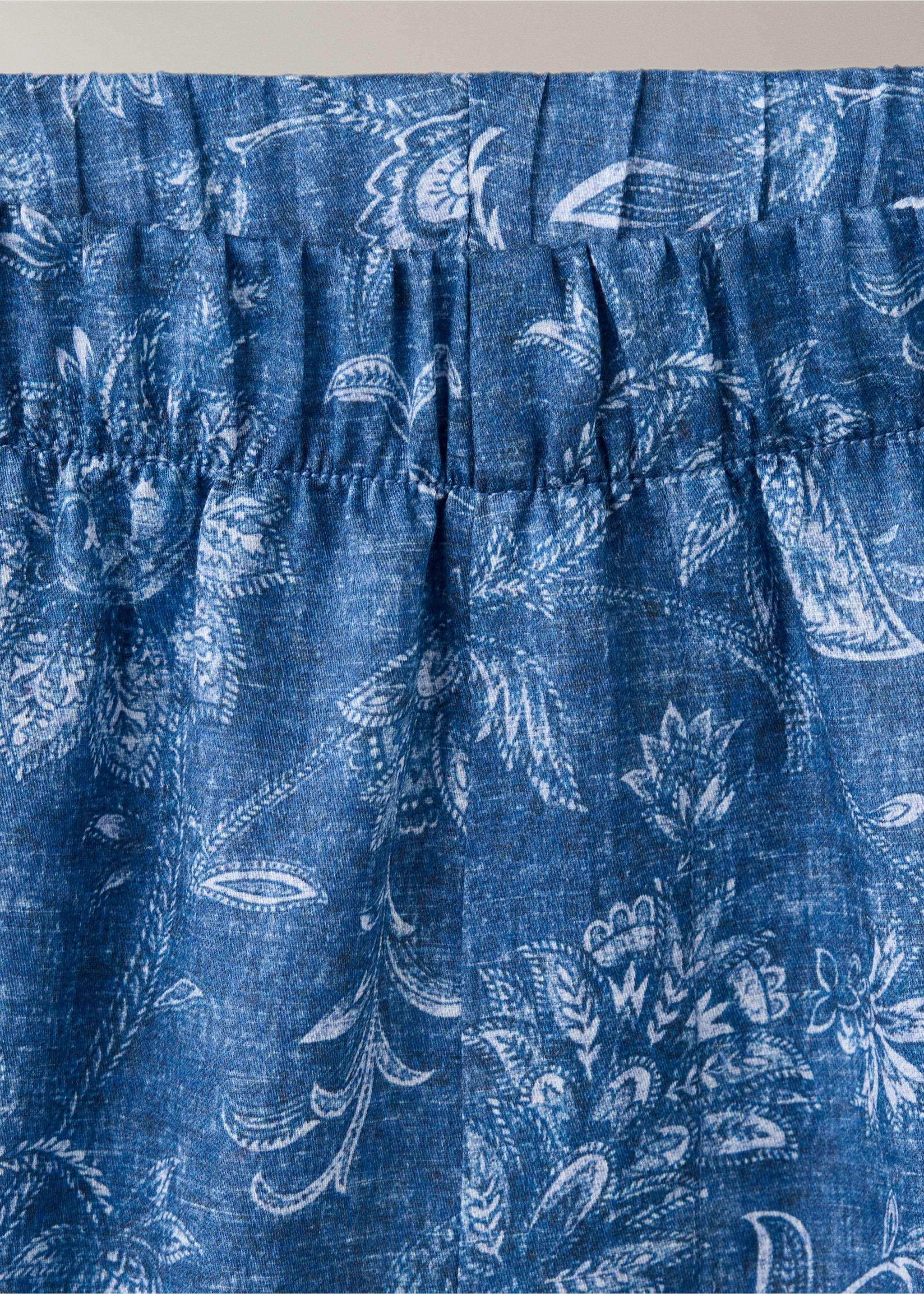 Printed pyjama trousers with piping - Details of the article 8, Navy. Ref: 37052933-00.