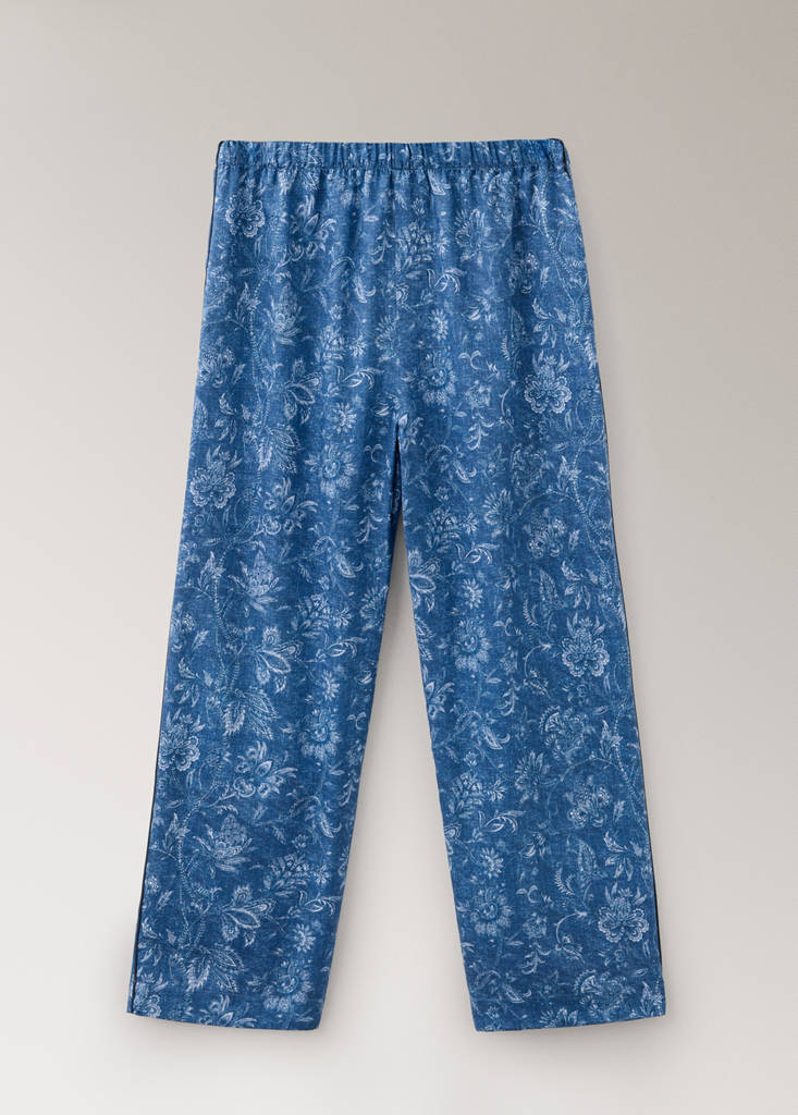 Printed pyjama trousers with piping — Navy