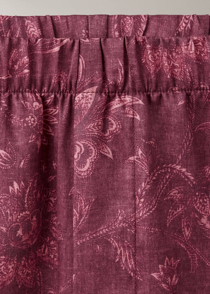 Printed pyjama trousers with piping — Burgundy