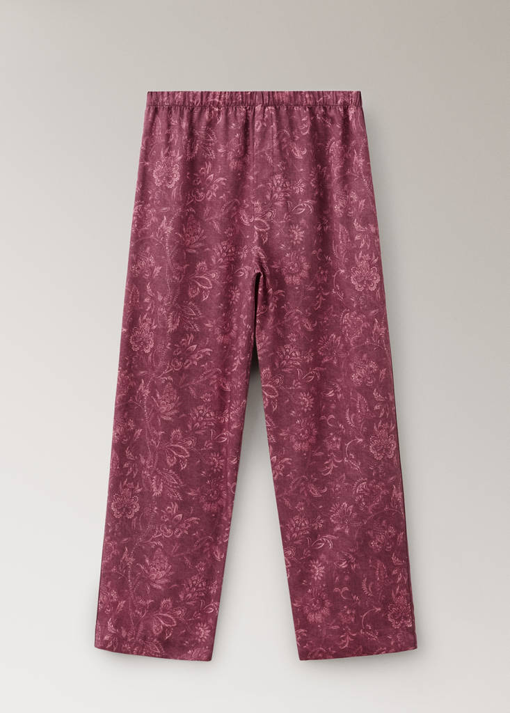 Printed pyjama trousers with piping — Burgundy