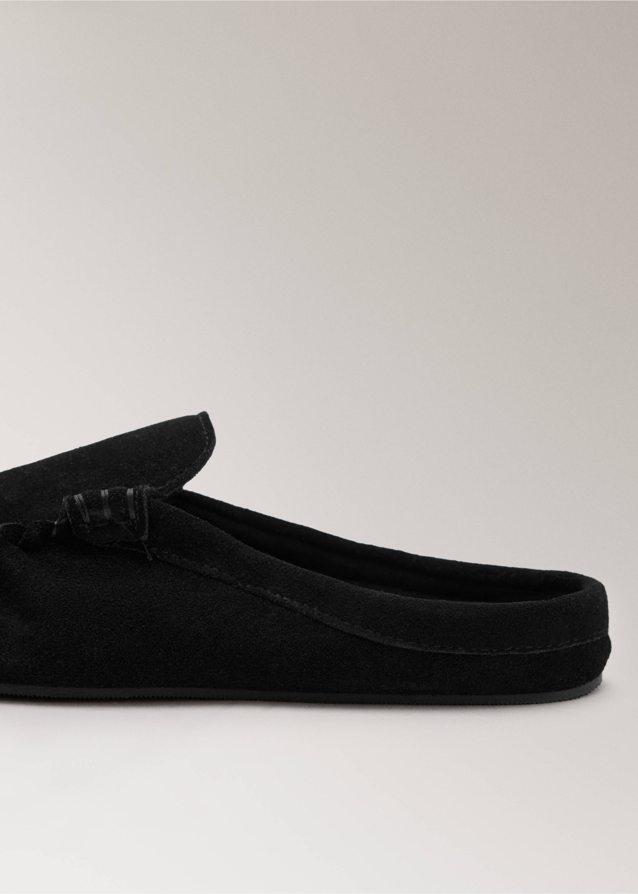 Backless suede loafer - Details of the article 1, Black. Ref: 37052937-00.