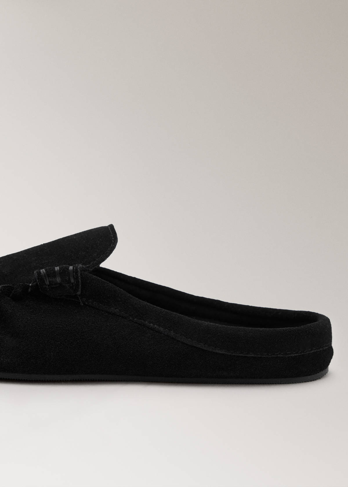 Backless suede loafer — Black
