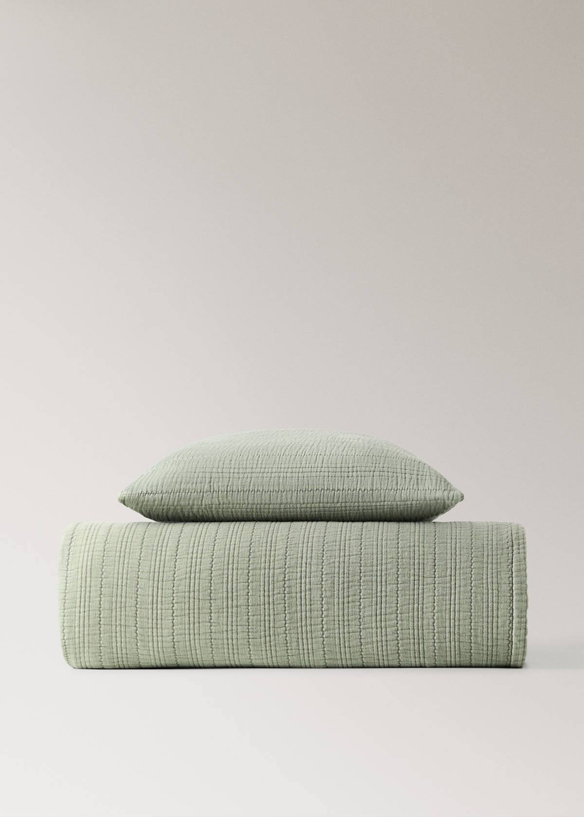 Stückgefärbte Tagesdecke aus Baumwolle für 180/200 cm Bett — Grün