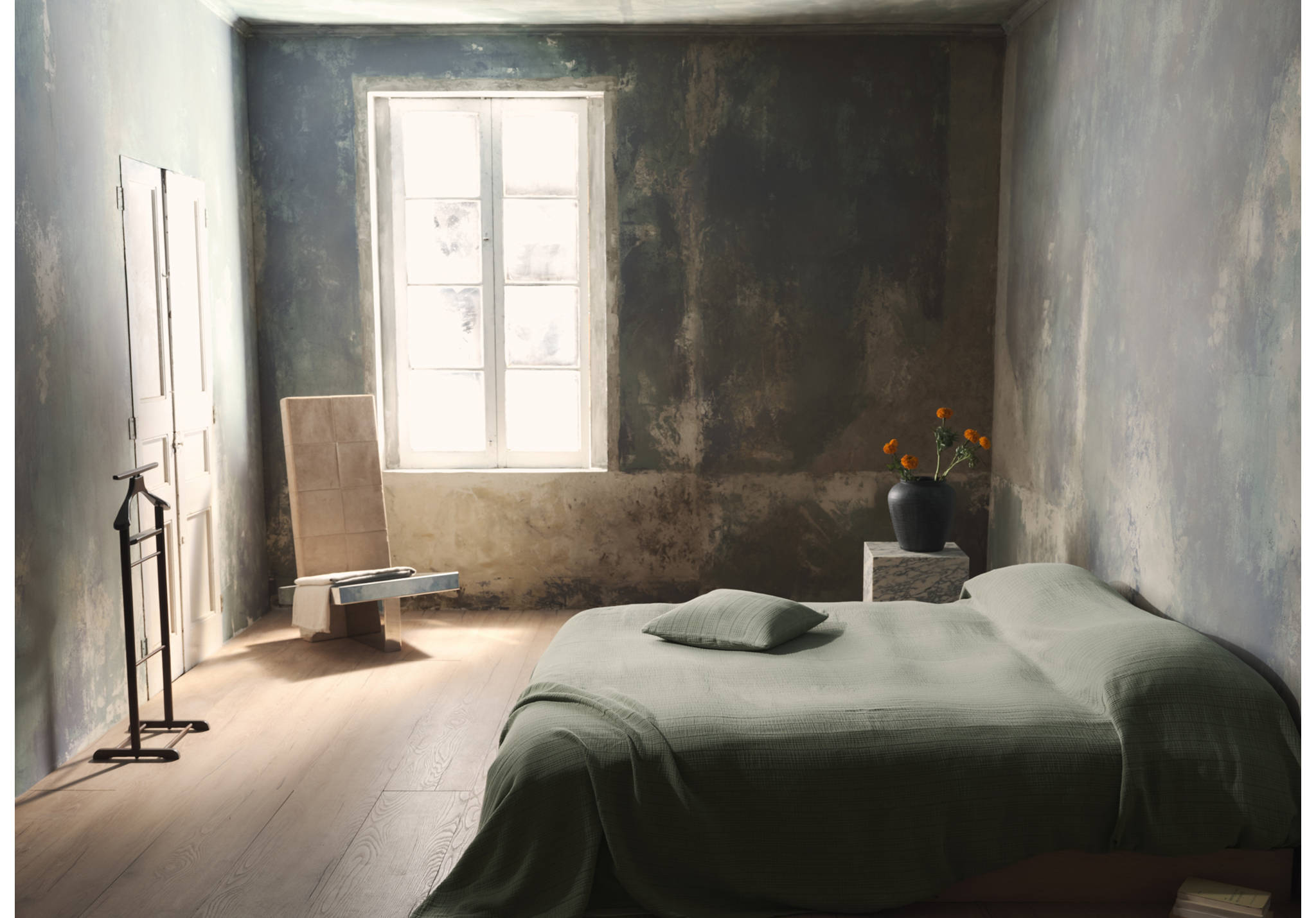 Cotton waffle garment-dyed bedspread for 180/200 cm bed - Panoramic plane